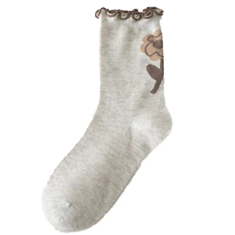 5 Pair Korean Style Women Socks Crimping Kawaii Print Cartoon Human Head Autumn Winter Socks Fashion Harajuku Cotton Socks Woman