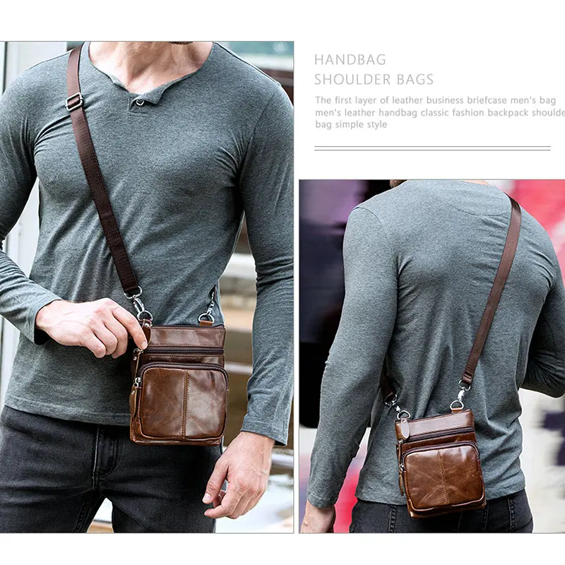 2023 New Men's Shoulder  Casual Bag Cowhide Cross-body Leather Bag Men's Crossbody Bag