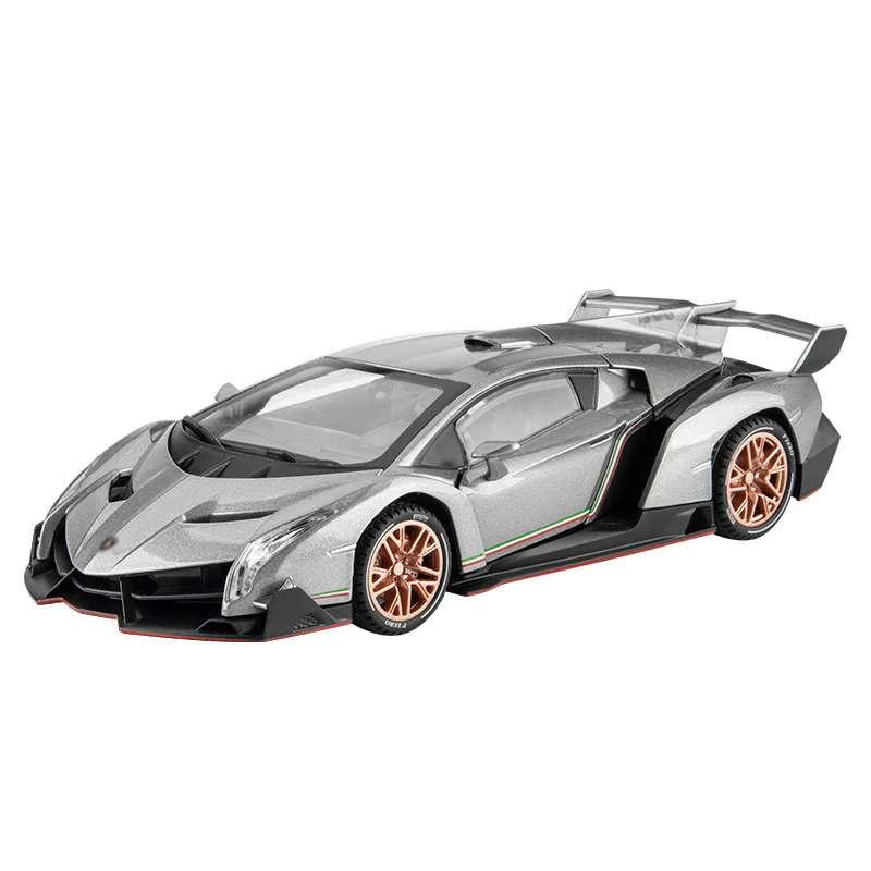 1/22 Lamborghini Poison Sports Car Model Alloy Metal Body With Sound And Light Scissor Doors Die-casting Toys Gifts For Children