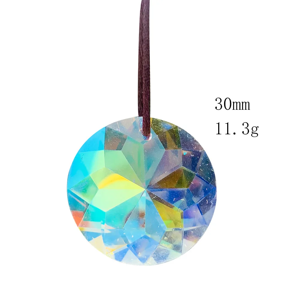 

30MM Round Fire Polished AB Color Laser Carving Mandala Bauhinia Flowers Crystal Prism Chandelier Rainbow Sun Catcher Home Decor