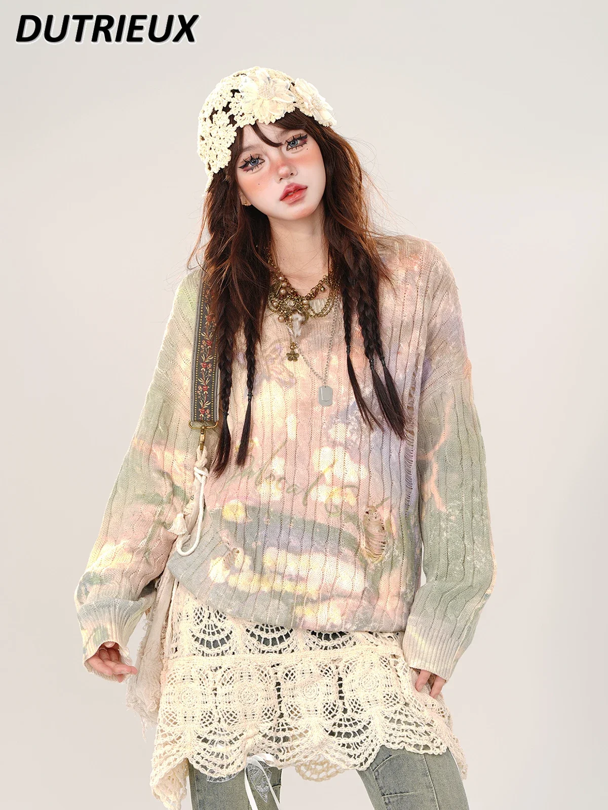 Модный милый пуловер свитер осень-зима свободный тонкий вязаный топ для женщин