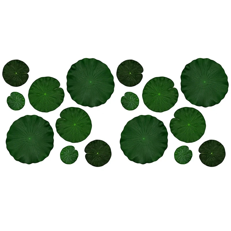 

Искусственные плавающие декоративные листья лотоса из пенопласта для пруда, аквариума, аквариума для украшения бассейна, упаковка из 16,(10, 15...
