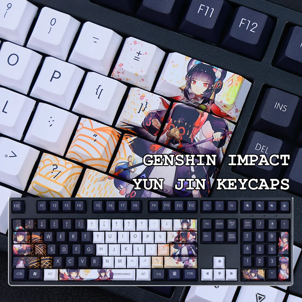 

Кепка для клавиатуры Genshin Impact Yun Jin, аксессуары для клавиатуры, крутые мужские поклонники, подарки для косплея, клавиши PBT, механическая клави...
