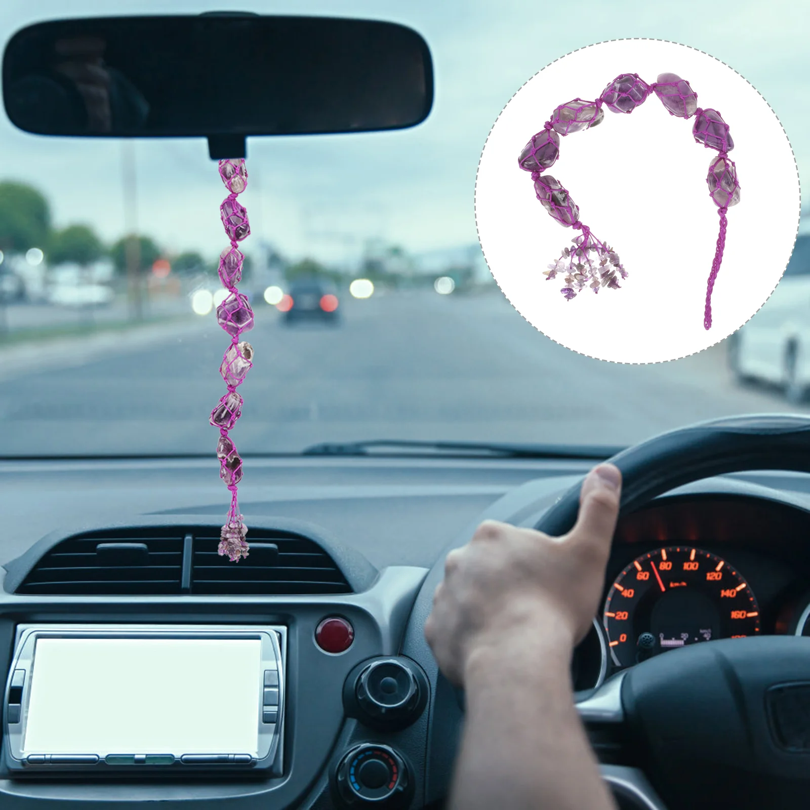 

Crystal Car Hanging Ornament Natural Stone Car Ornament Hanging Car Accessories