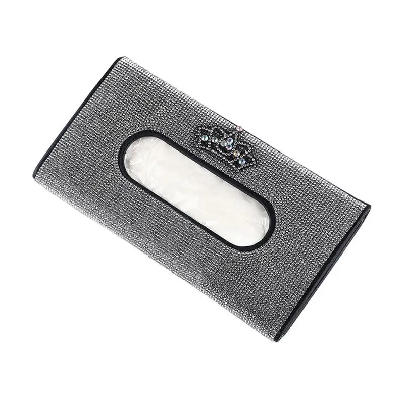 

Tissue Box Holder With Clip Bling Tissue Holder Rhinestone Car Accessories PU Leather Crystal Sparkling Backseat Napkin Holder