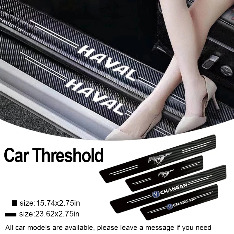 

4pcs car sticker door carbon Fiber Sill Plate For Saab 93 aero vector sport hatch radio pantalla android 95 900 9000 2021