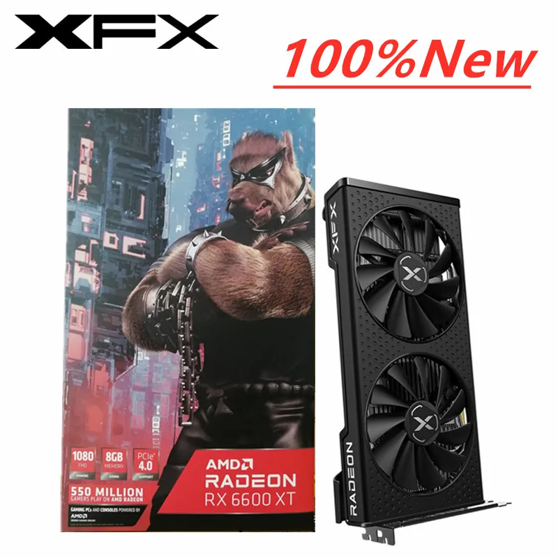 

New XFX RX 6600 XT 6600XT 8GB 6500 XT Graphics Card GPU Radeon RX6600 RX6600XT GDDR6 Video Cards Desktop PC AMD PC Computer Game