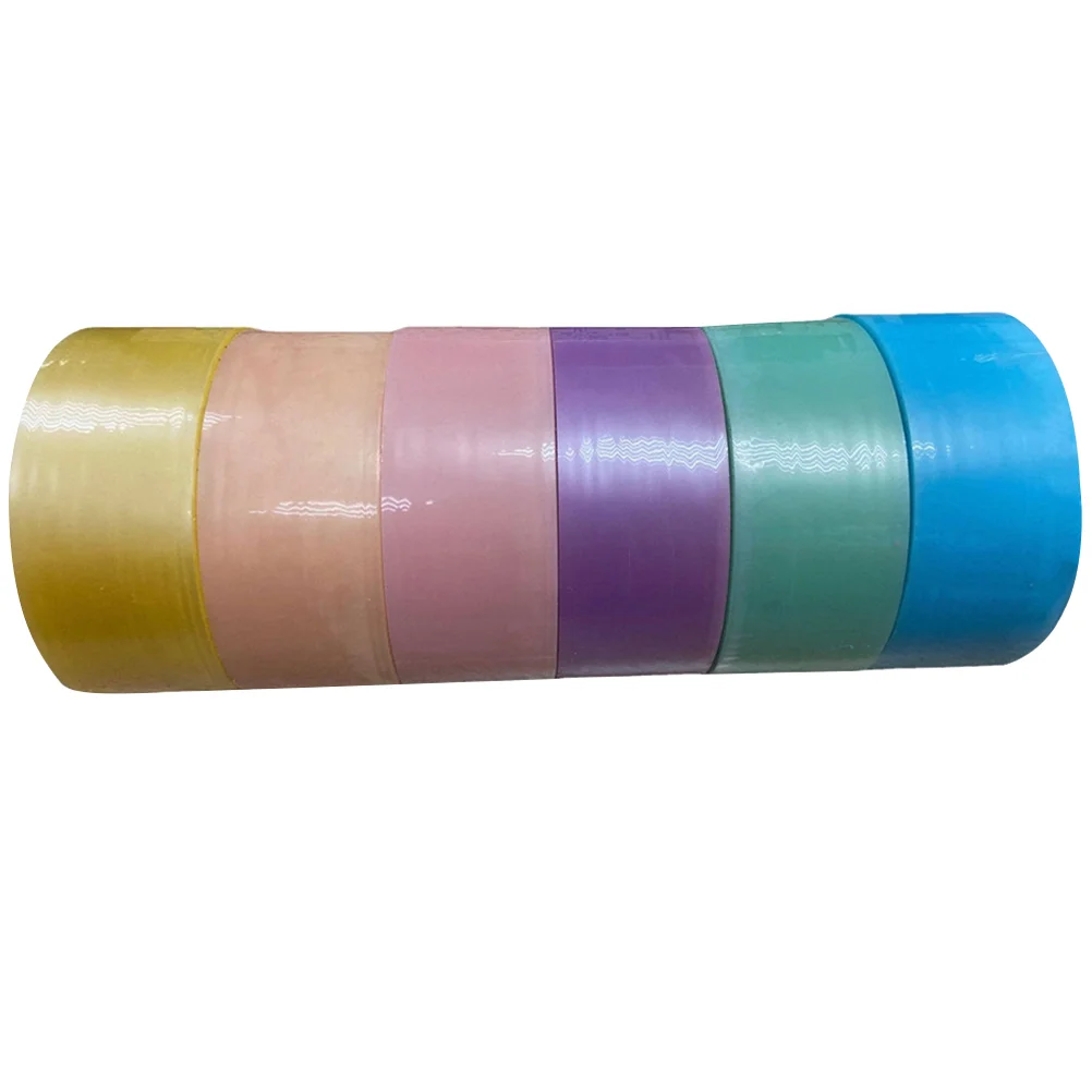 

6 Rolls Crafting Wrapping Tape Fidget Toy Colored Adhesive Tapes Decompression Sticky Relaxing Rolling Duct Clear