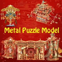 bridal sedan phoenix crown wedding dress wedding bed palace lantern wake lion 3d metal puzzle toy assembly model for children