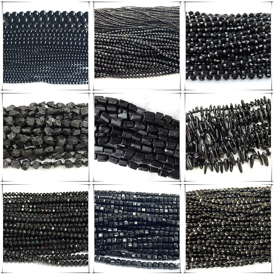 Бусины Veemake из натурального черного турмалина