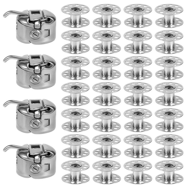 

4Pcs Sewing Machine Bobbin Case Bobbin Holder With 28Pcs Metal Bobbins For Brother Janome Singer Kenmore