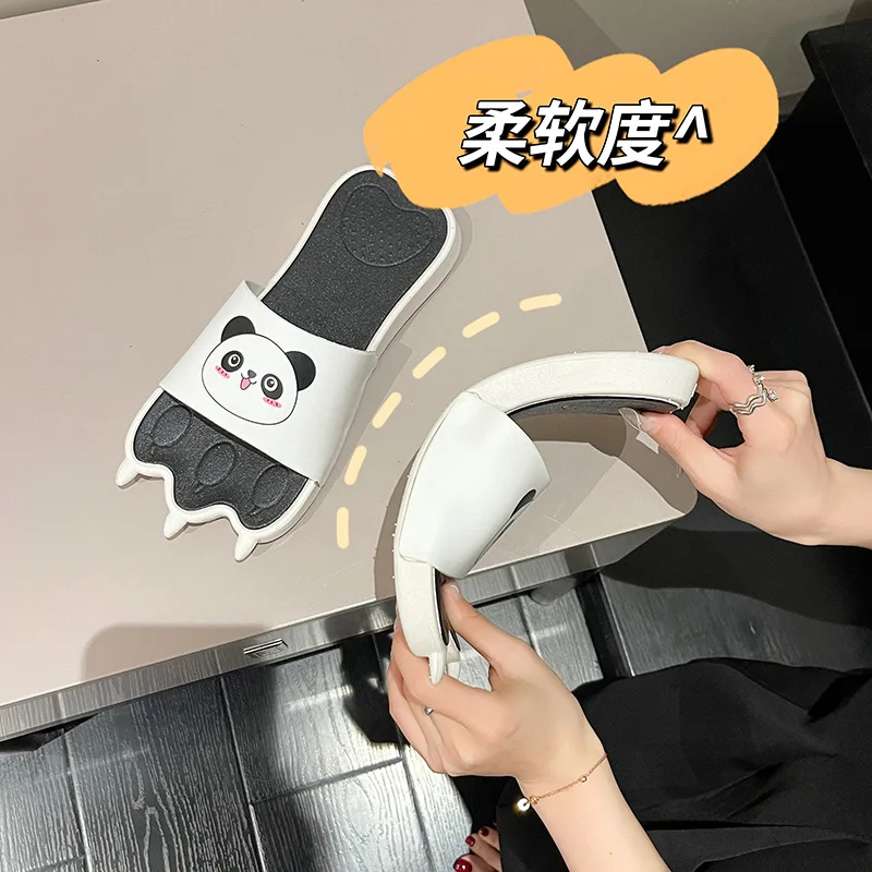 Cuddy Panda Women Slippers 2023 New Summer Outdoor Slipper Kawaii Cartoon Paw Ladies Sandals Girls Cute Rabbit Shoes Slides
