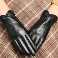 Women's Autumn Winter Thicken Warm Genuine Leather Gloves Lady's Natural Leather Winter Touchscreen Driving Glove R769