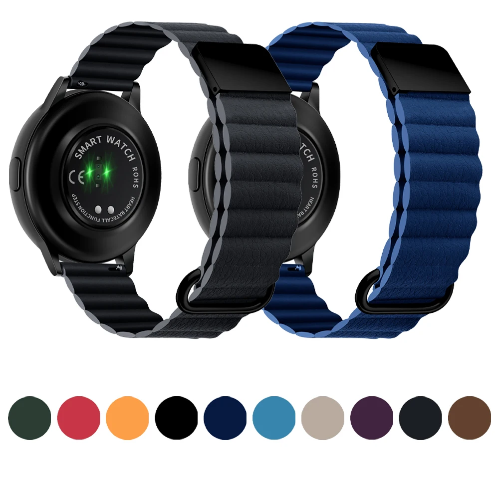 

20mm 22mm Leather Strap For Huami Amazfit GTR 3 Pro 2 2e 47mm 42mm Magnetic Loop Band Stratos GTS 2 Bip Stainless Steel Bracelet