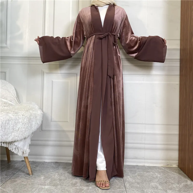 Kimono Sleeve Casual Robe Thick Velvet Cardigan Dress Islamic Clothing Muslim Abaya Kaftan Dubai Party Gown African Clothes