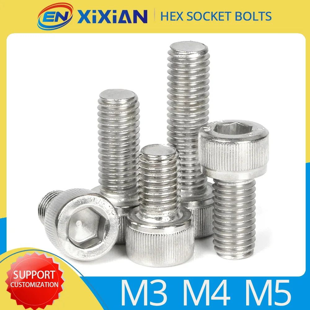 

M3 M4 M5 Hex Socket Cap Screw 304 Stainless Steel Allen Metal Metric Threaded Inner Hexagon Machine Bolts Hardware Fastener