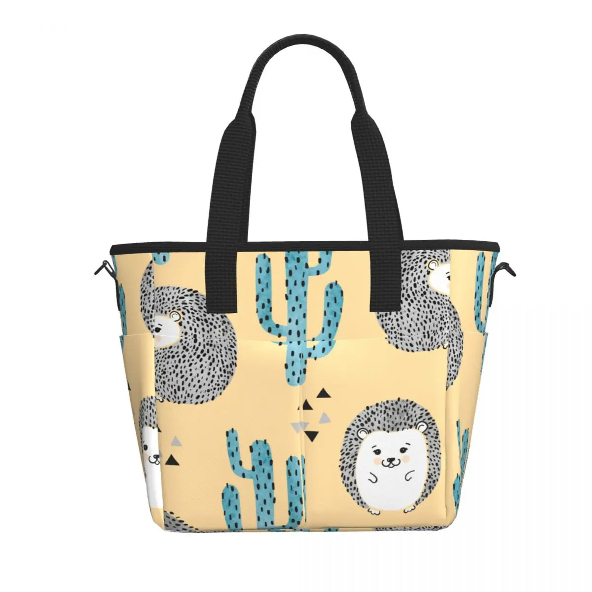 

New Fashion Bag Watercolor Hedgehog Cactus Thermal Handbag Lunch Bags