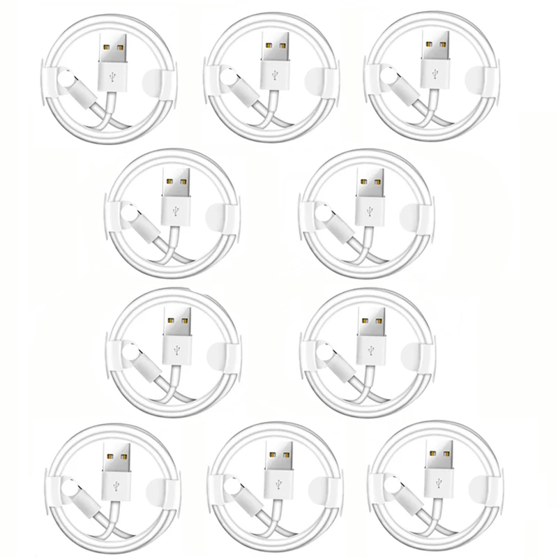 

10Pcs/Lot 1m 2m USB Charging Cable For iPhone XS Max X XR SE 5S 5 11 12 13 Pro iPad 6S 6 7 8 Plus 11 Pro Data Sync Charge Cord
