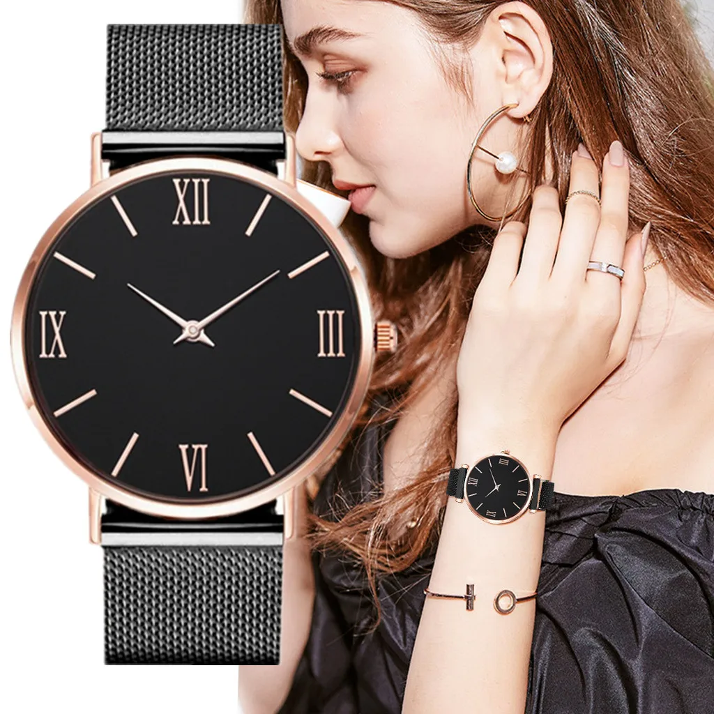 

Women Watches Luxury Rose Gold Top Brand Steel Watchband Dress Quartz Watch Roman Numerals Female Wristwatch Clock Montre Femme