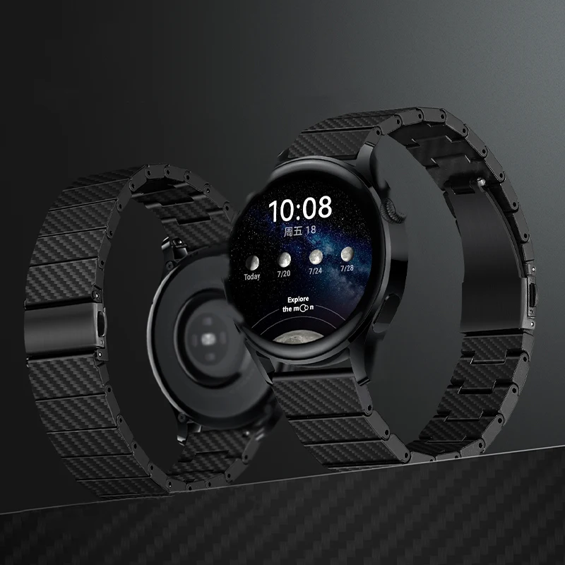 Ремешок 20 мм 22 для часов Samsung watch 4 Classic 46 42 Active 2 кевларовый браслет из углеродного