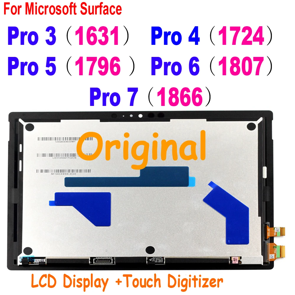 

Original Lcd For Microsoft Surface Pro 3 1631 Pro 4 1724 Pro 5 1796 Pro 6 1807 Pro 7 1866 LCD Display Touch Digitizer Assembly