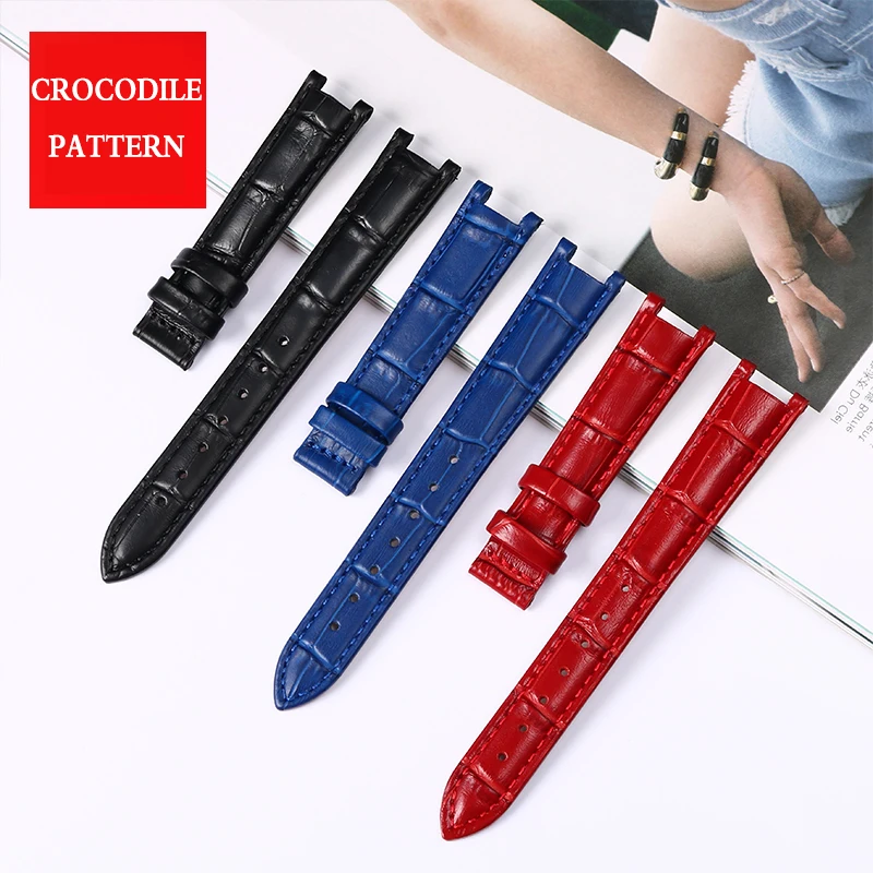 20mm x 12mm 18mm x 10mm Genuine Leather Watchband  for Pasha Men Women Watch Band Butterfly Clasp Wrist Strap