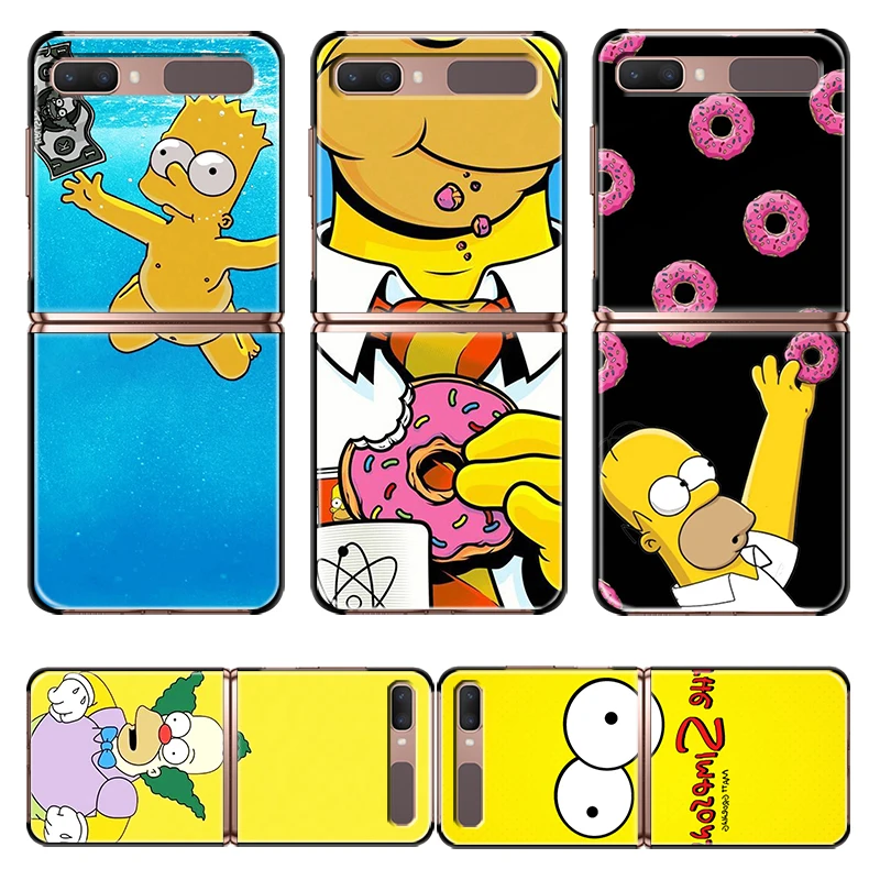 

Shockproof New Folding Mobile Hard Shell Disney Cute The Simpsons For Samsung Galaxy Z Flip 3 5G Black Fundas Phone Case Capa