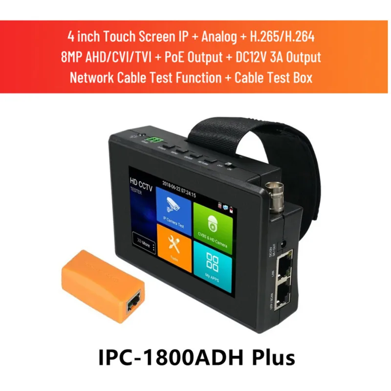 

IPC1800plus 4K 5-в-1 TVI AHD CVI Аналоговый IP-тестер камеры видеонаблюдения Встроенный аккумулятор Тестер безопасности Монитор Видео Аудио Тест PTZ