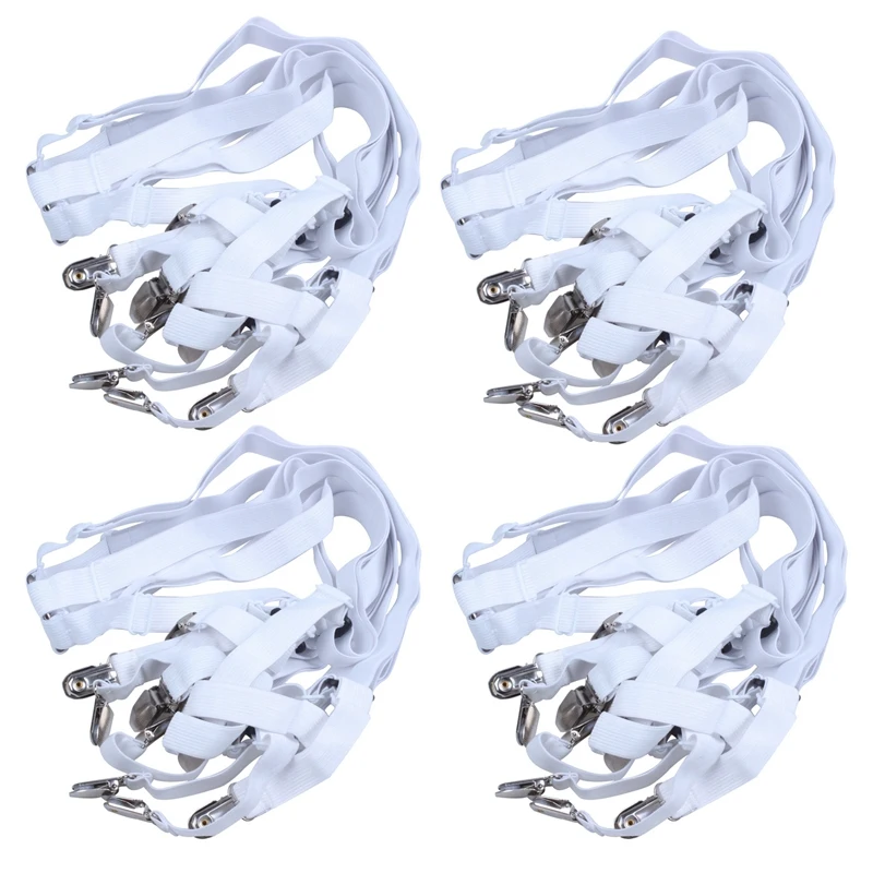 

4X Bed Sheet Clips Grippers Fasteners 3 Way 6 Sides Sheet Suspenders Elastic Sheet Holders Mattress Clips Straps
