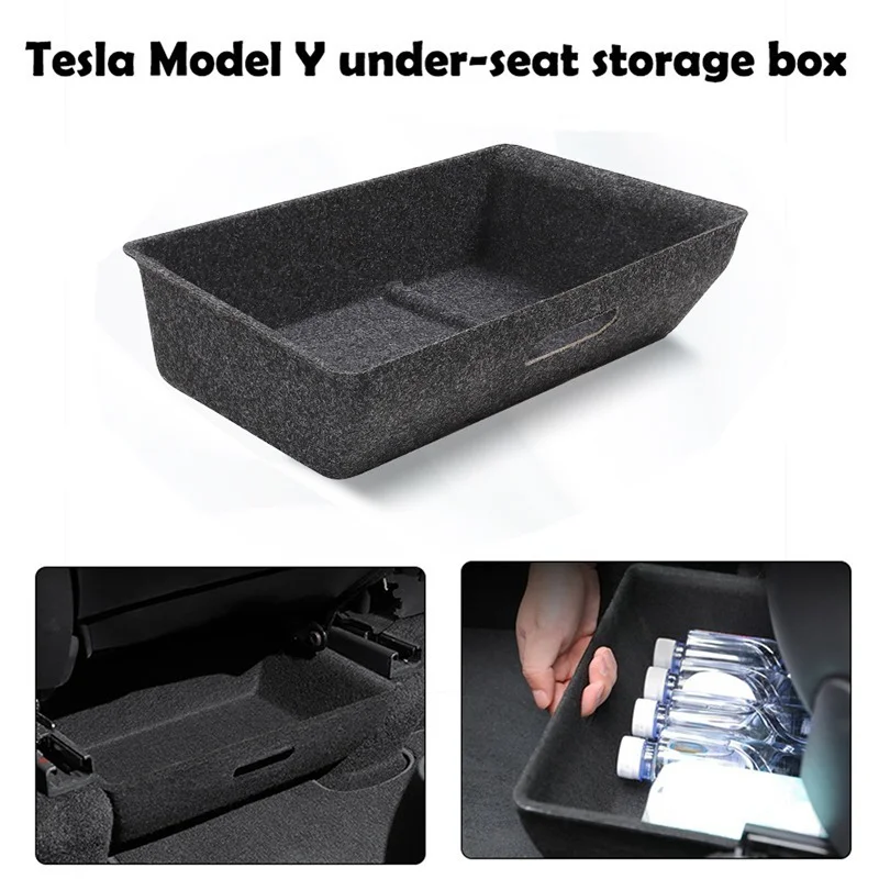 

Для Tesla модель Y под сиденьем коробка для хранения большой емкости Органайзер чехол фетровая ткань держатель для ящиков автомобильные аксес...