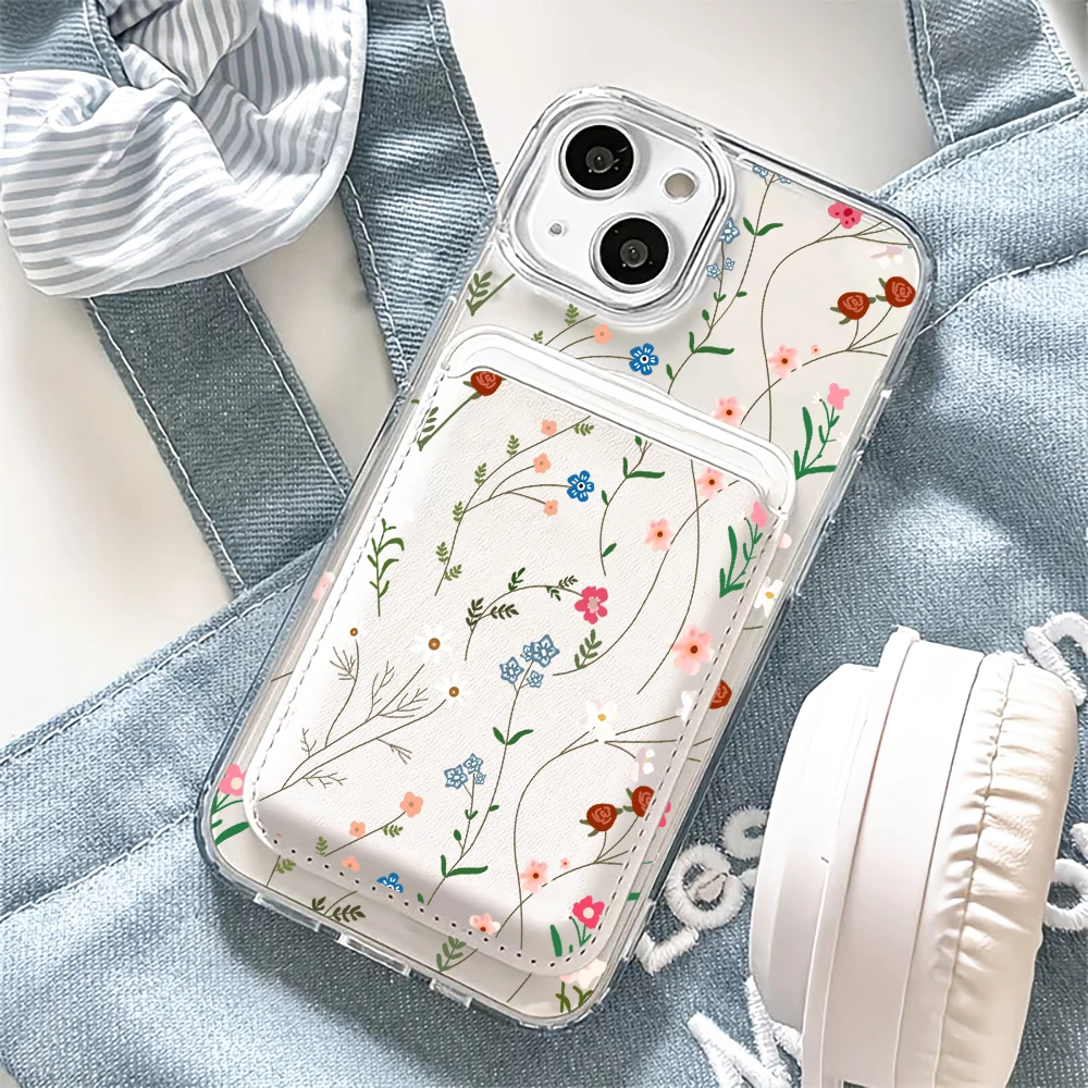 Фото Чехол для телефона с магнитным держателем для карт Wildflowers and Weeds For Magsafe, совместимый с iPhone 17, 16, 13, 15, 12, 14 Pro Max Plus, Air 16E №2