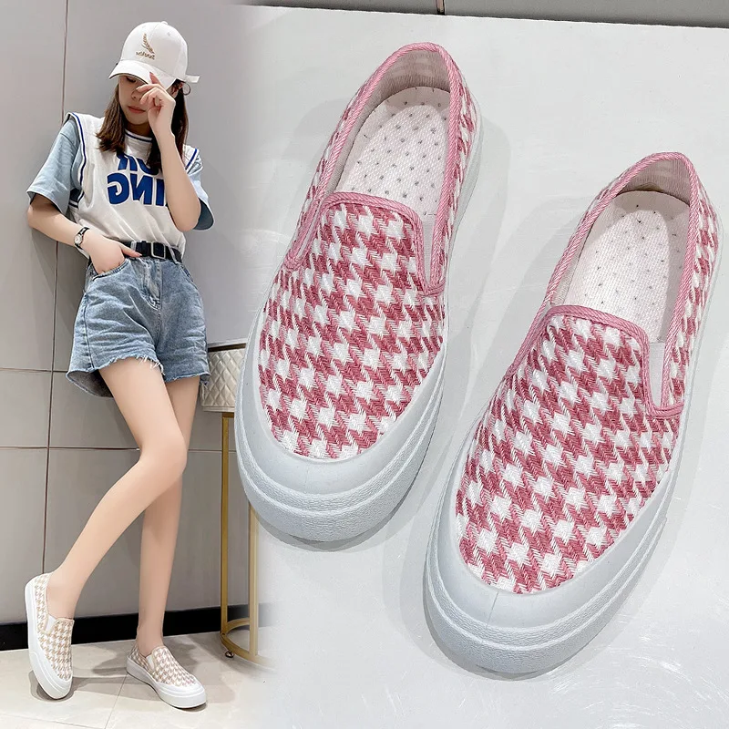 Spring and Autumn New Fashion Female Single Shoes Stitching Trend Canvas Shoes Casual Comfortable Vulcanized Shoes