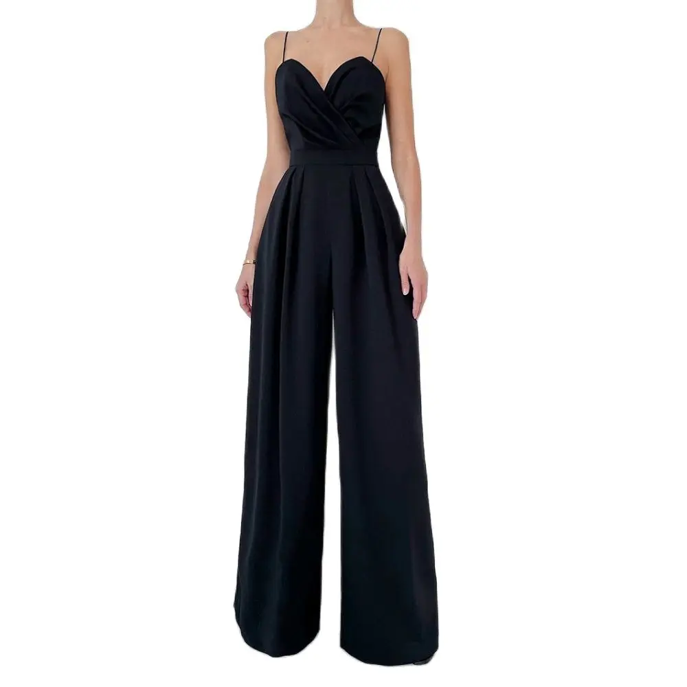 

Amandina Luxe Spaghetti Straps Backless Formal Wide-Leg Jumpsuit