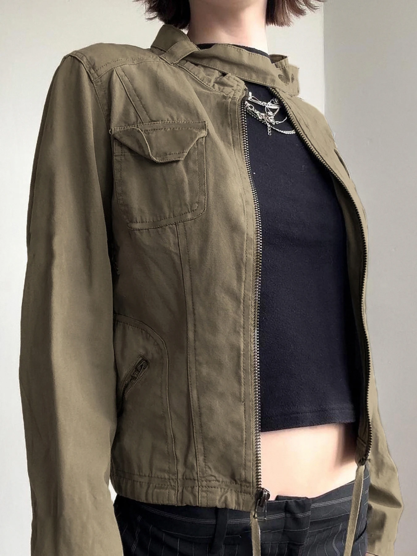 Женская винтажная куртка-карго Rockmore однотонная уличная куртка на молнии с