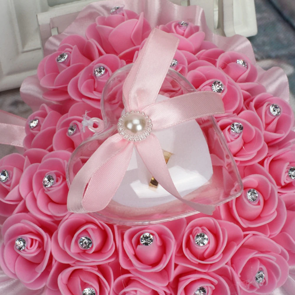 Valentine's Day Heart-shape Rose Flowers Jewelry Box Storage Organizer Packaging Case Portable Ring Jewellery Gift |