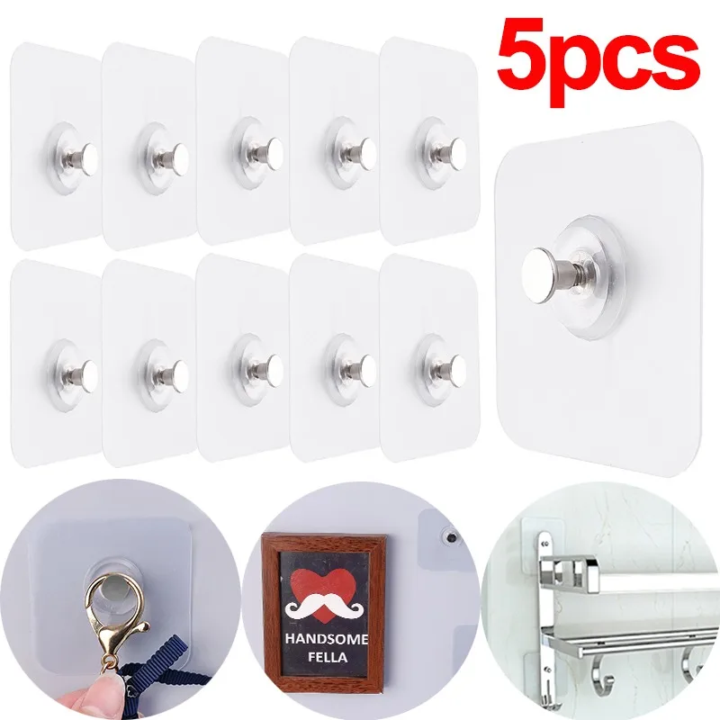 

3/10PCS Wall Hook Strong Adhesive Punch-Free Screw Sticker for Photo Frame Painting Clock Waterproof Kitchen Bathroom Hook