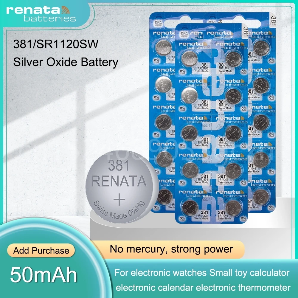 Оригинальный аккумулятор Renata 1,55 SR1120W 381 191 391A D381 GP381 GP391, 391 в