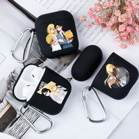 japanese anime your lie in april earphone case for airpods 1 2 3 pro cute black soft silicone wireless bluetooth headphone case