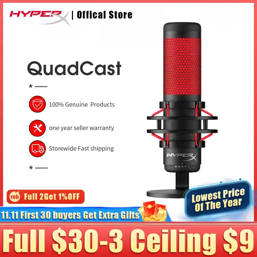 

Original HyperX QuadCast / QuadCast S E-Sports Microphone Computer Gaming Live Microphone RGB Microphones For Pc Laptop