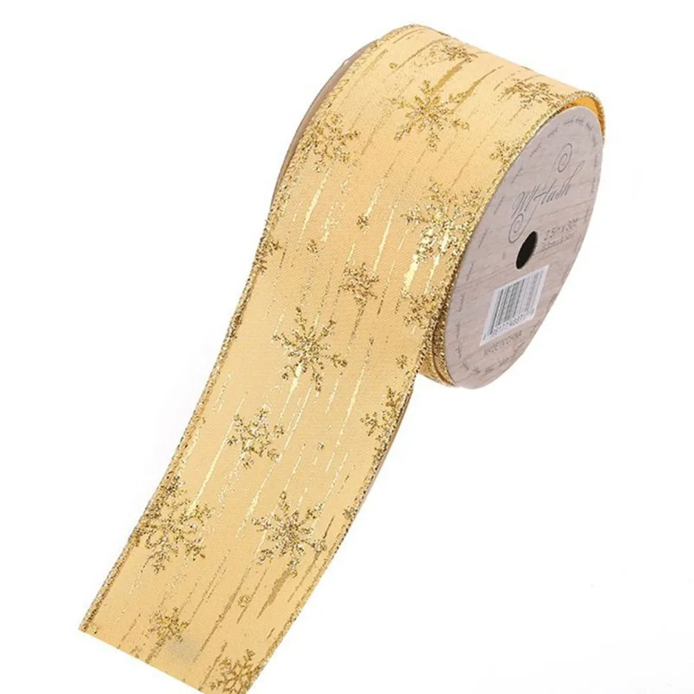 

10 Yards Glitter Sheer Snowflake Ribbon Nylon 6.3cm For Wedding Party Christmas Tree Decor Hair Bowknot DIY Christmas Ribbon