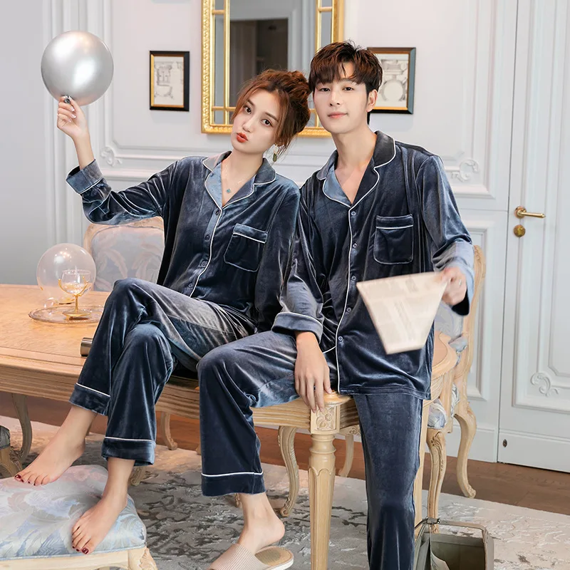 Men's Pajamas Set Korean Pajamas Velvet Men Pajama Set Home Clothes Autumn Winter Sleepwear