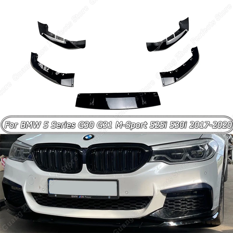 

Передний бампер, спойлер для губ, сплиттер, диффузор для BMW 5 серии G30 G31 M-Sport 525i 530i 2017 2018-2020, боди-комплекты, блеск, Черный ABS