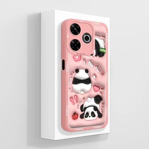 Чехол для телефона Poco M6 4G с милой пандой, задняя крышка для Poco M 6, мягкий жидкий силиконовый чехол для обновления камеры, защитный бампер, чехол