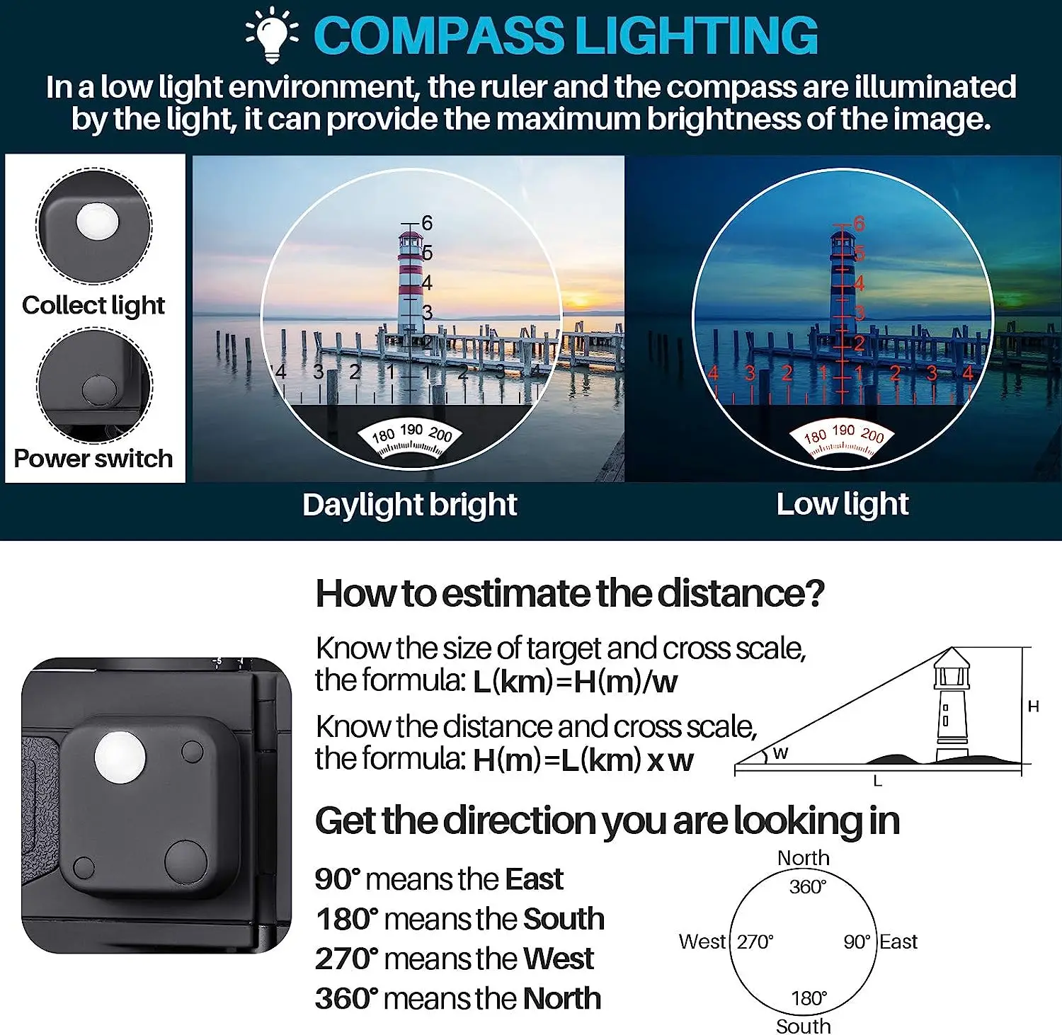 10x50 HD морской военный бинокль Бино с дальнометром и компасом