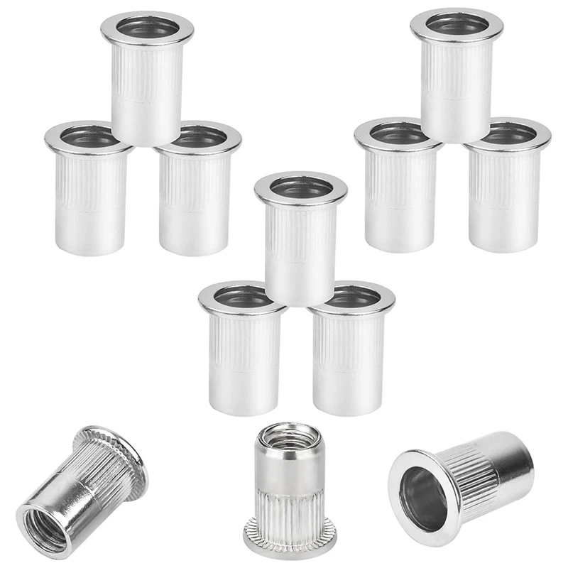 

Rivet Nuts Assortment M6, 80 Pieces Rivet Nut M6 A2-70 Stainless Steel Tool Flat Head Thread Rivet Nutsert Cap Nuts
