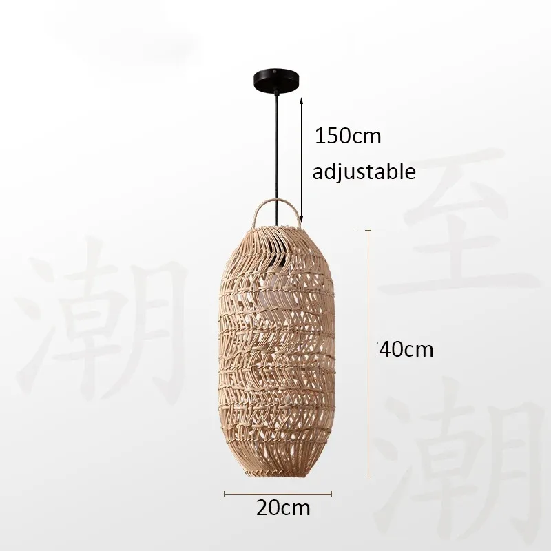 

Подвесной светильник из ротанга в стиле ретро, подвесной светильник из ротанга Vitage для столовой, спальни, кухни, люстра ручной работы в японском стиле