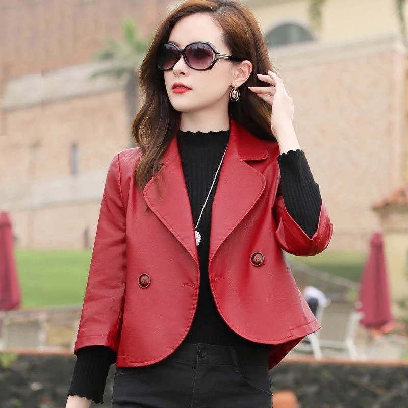 

Pu Leather Jacket Women Short Suit Clothes For Women Luxury Designer Coat Leather Jackets For Women Coats And Jackets Women 2021