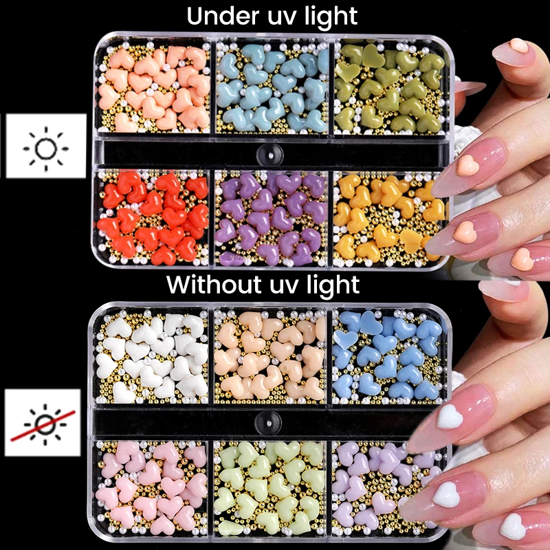 1 коробка подвесок для ногтей ультрафиолетовый свет меняющий цвет цветок декор