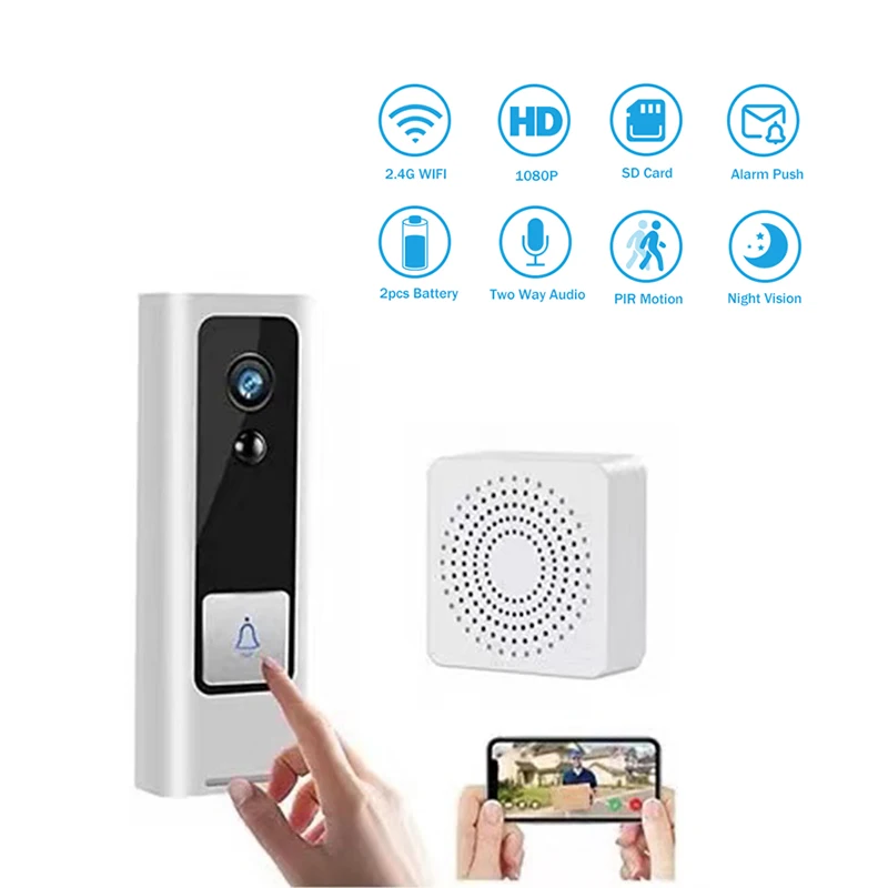 

Smart Camera Wifi Wireless Doorbell WiFi Remote Home Intercom Two-Way Door Bell with HD IR Night Vision Security Camera