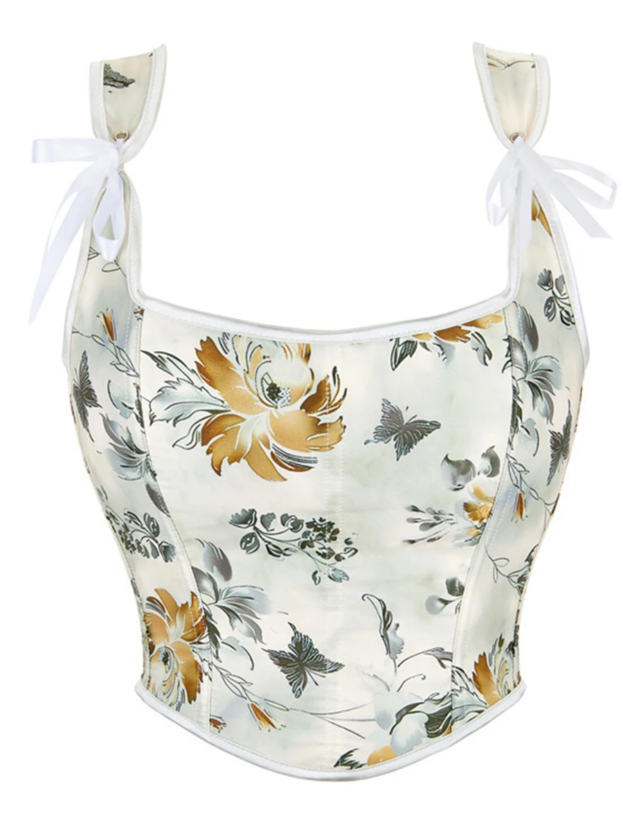 Женский кроп-топ с цветочным принтом